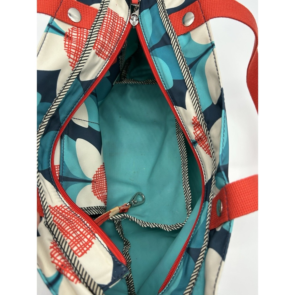 Fossil Keyper Floral Top Zip Shopper‎ Tote Handbag Blue Red Multicolor Purse - Picture 4 of 12